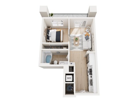 Floor plan for studio, 1 bath, 533 sqft